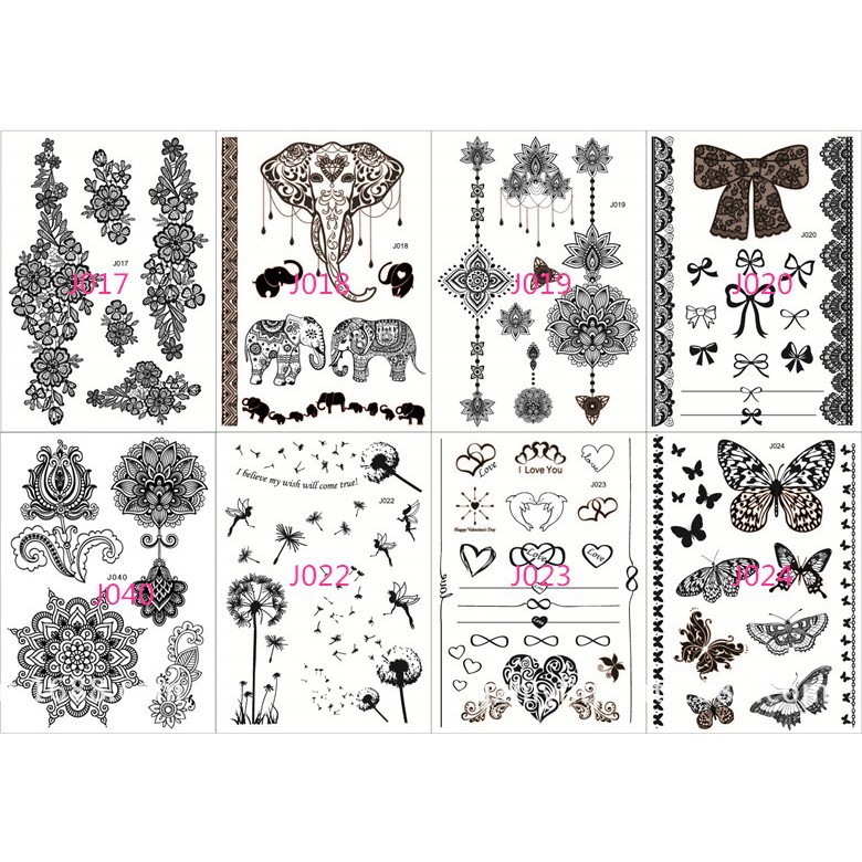 C2 Hình xăm dán Henna Đen HD14 1