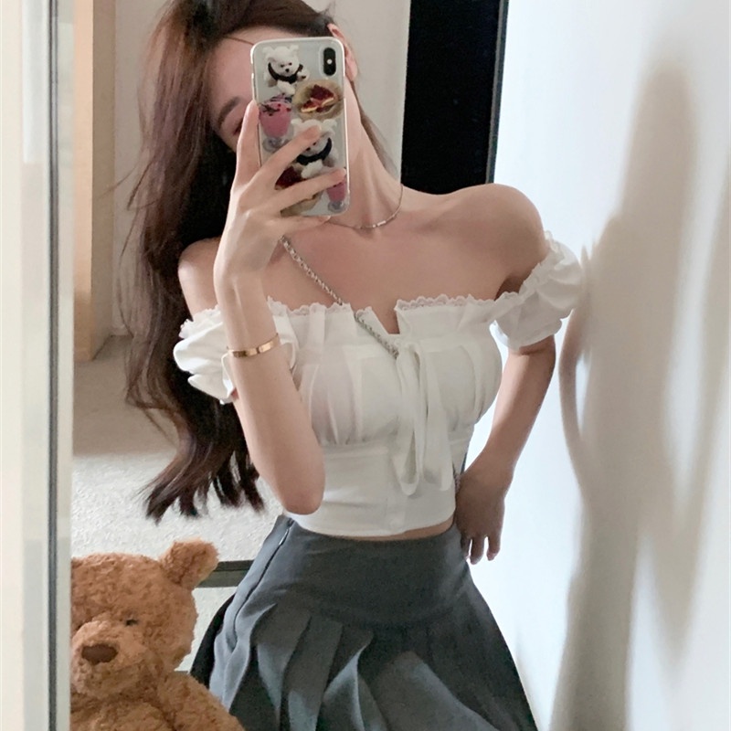 Áo Kiểu Tay Ngắn Cổ Vuông Thời Trang Mùa Hè Quyến Rũ Cho Nữ