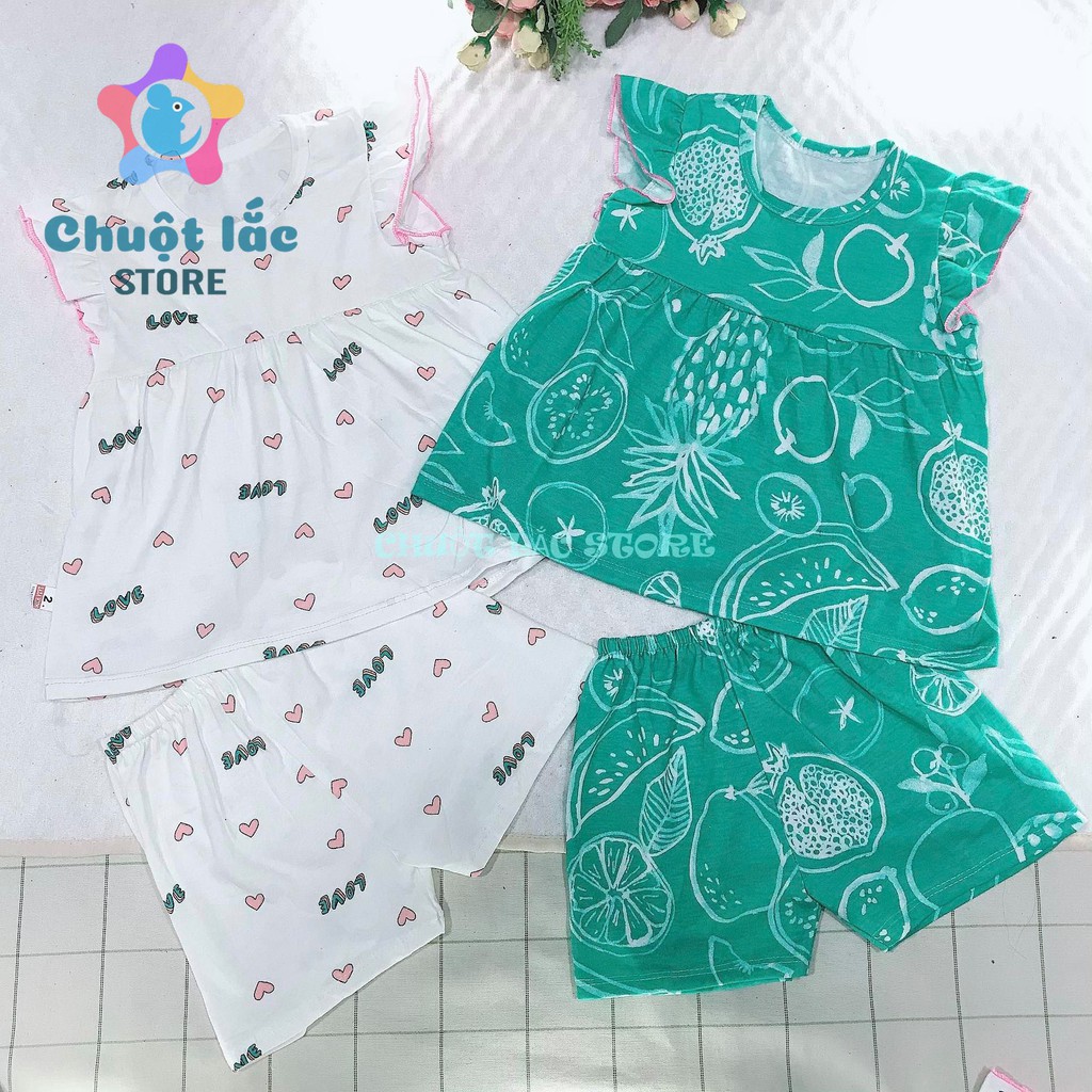 Combo 2 bộ quần áo bé gái cotton xuất dư kiểu babydoll cho bé từ 8kg đến 18kg( màu ngẫu nhiên)