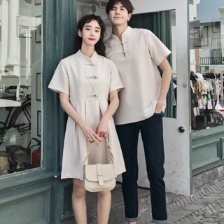 Bộ đôi váy áo cổ tàu