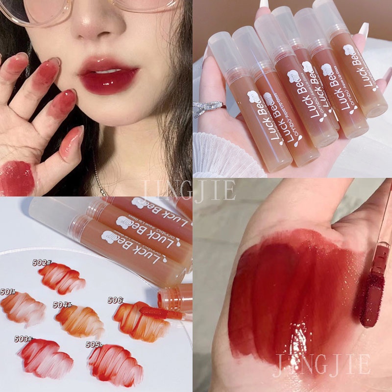 [Hàng mới về] Son bóng OMBU Lucky Bear dưỡng ẩm lên màu chống dính cốc