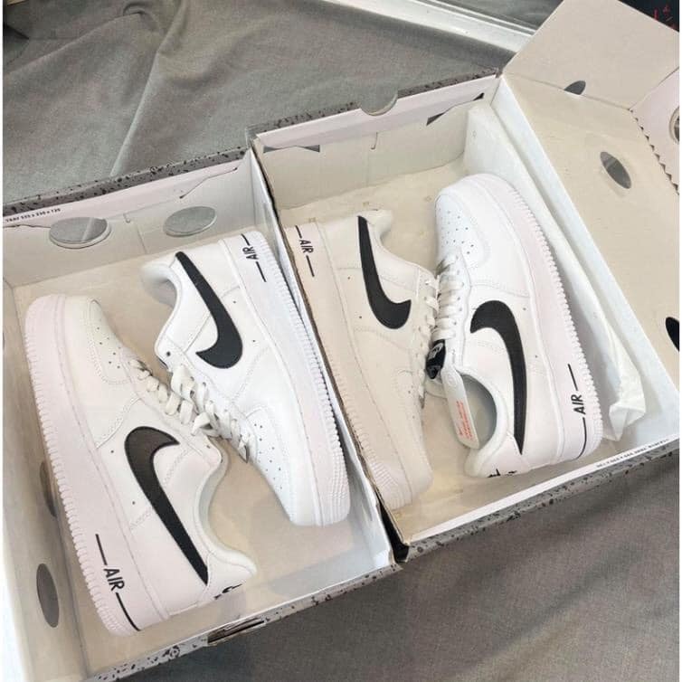 Giày_Nike Trắng Nam Nữ Thời Trang, Giày_Nike Trắng Vệt Đen Hàng Đẹp Full Box Bill - Full size 36-43