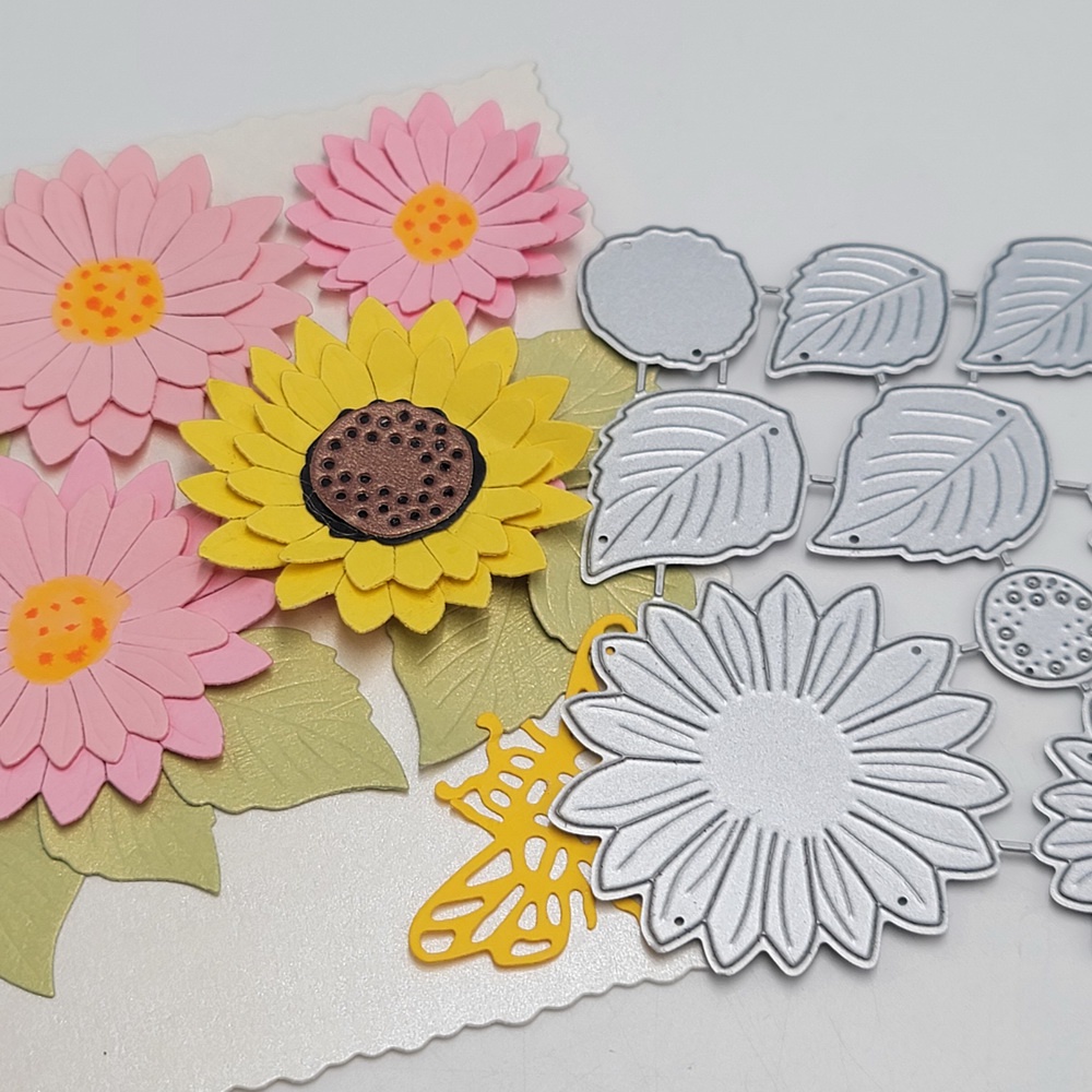Jojo Set 10 Khuôn Cắt Giấy Kim Loại Hình Hoa Hướng Dương / Lá Cây Mẫu Mới 2023