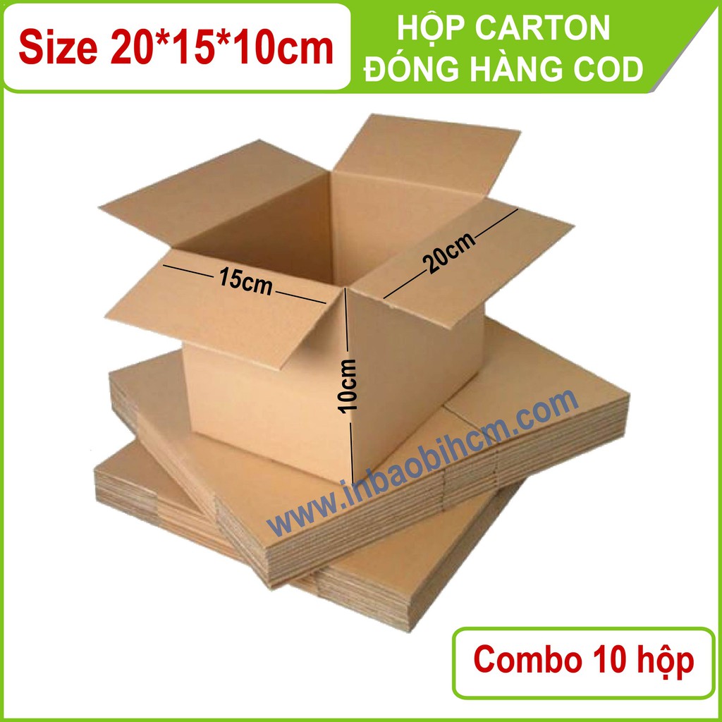 10 hộp carton đóng hàng 20x15x10 cm (Thùng giấy - Hộp giấy carton giá rẻ)