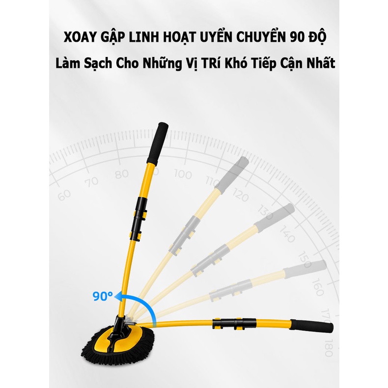 Chổi rửa xe ô tô , lau kính , sàn nhà sợi mềm điều chỉnh được độ cong và độ dài tiện lợi