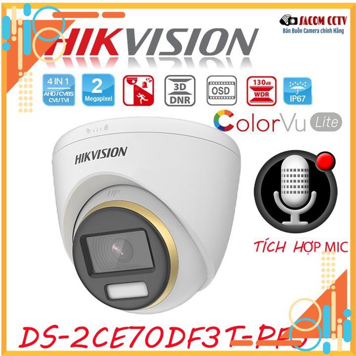 {CÓ MÀU BAN ĐÊM + MIC} Camera Hikvision bán cầu có màu ban đêm, tích hợp Micro thu âm, chống ngược sáng thực 130db