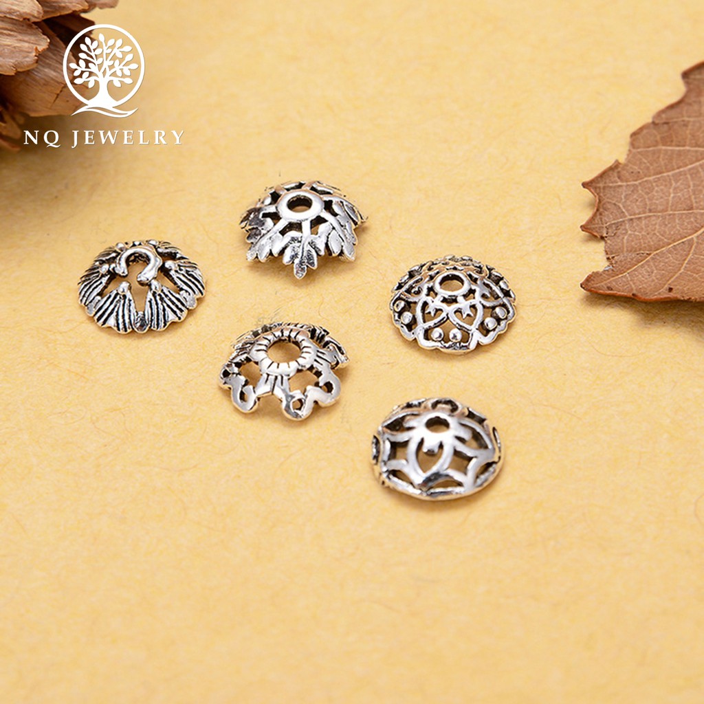 Charm bạc chụp hạt họa tiết thực vật - NQ Jewelry