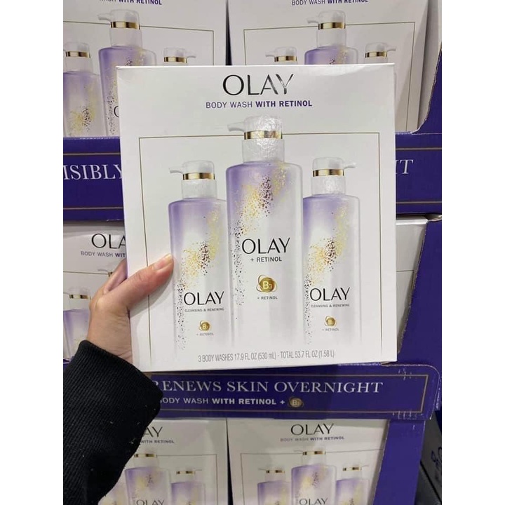 SET HỘP 3 CHAI SỮA TẮM SÁNG DA, CHỐNG LÃO HÓA OLAY RETINOL BODY WASH 530ML/CHAI HÀNG MỸ CHÍNH HÃNG - 10056