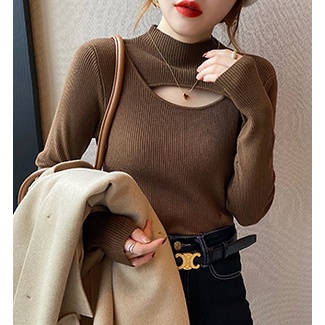Áo sweater Dệt Kim Cổ Lọ Dáng Ôm Phong Cách Hàn Quốc Thời Trang Cho Nữ
