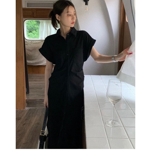 Váy xuông cổ đức nhún eo xinh xắn