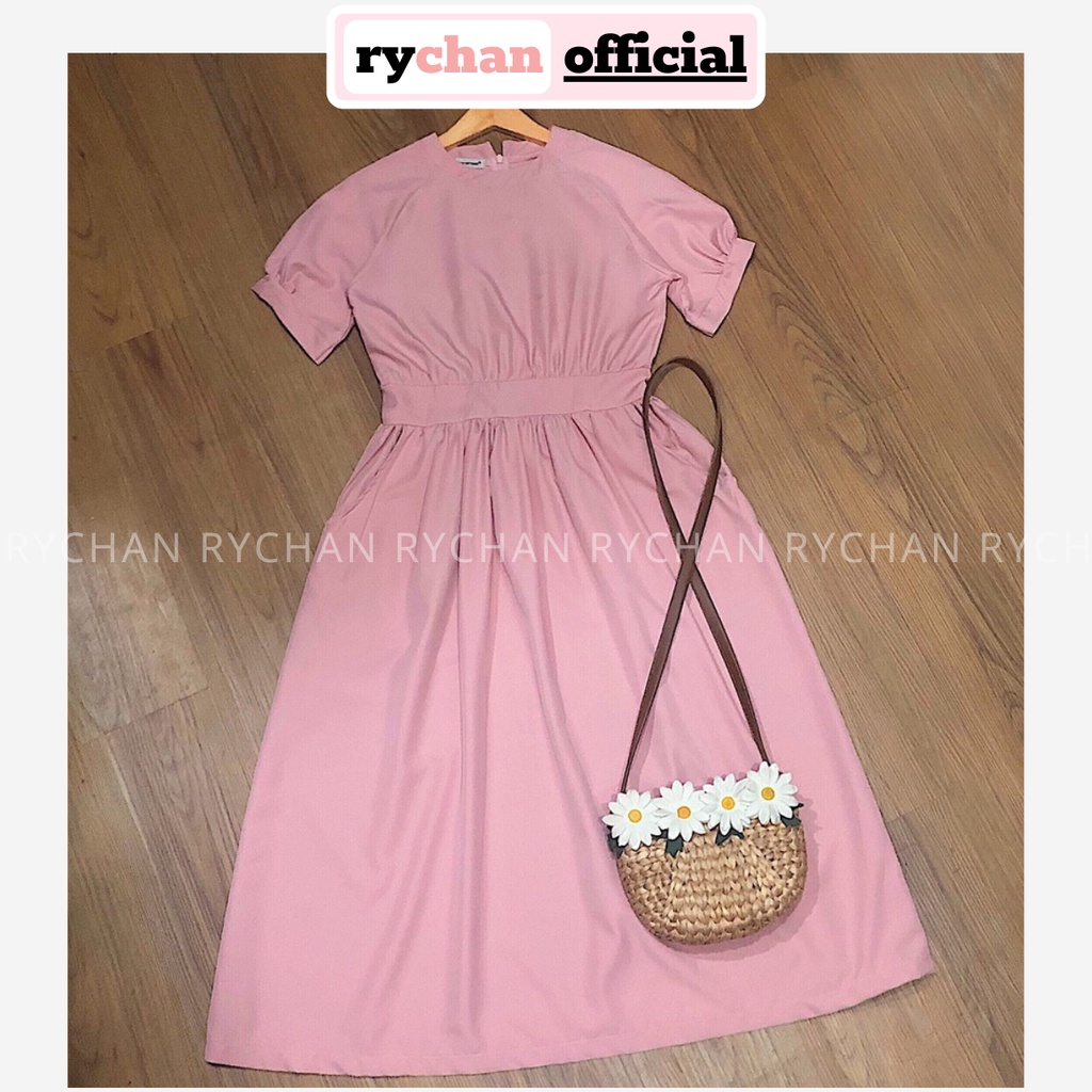 [ẢNH THẬT CUỐI] Đầm Maxi Xoè Hồng Bo Eo Có Túi - DM584