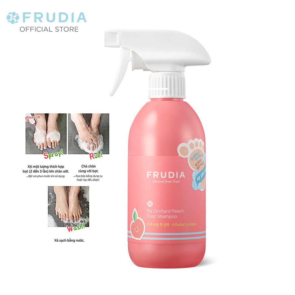 [Tặng 88k]Dung Dịch Rửa Chân Khử Mùi Và Làm Sạch Hương Đào Frudia My Orchard Peach Foot Shampoo 390ml