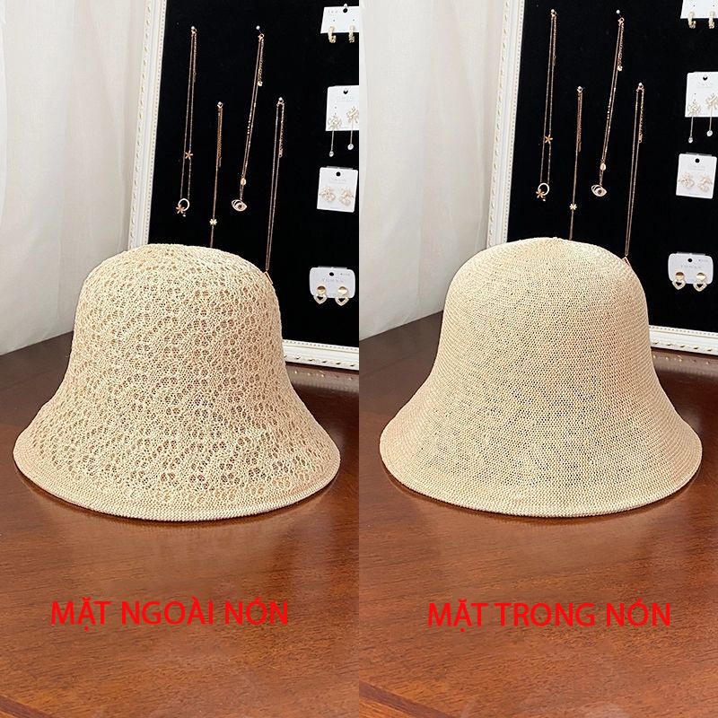 Nón bucket 2 mặt vành cụp thời trang vải nhiều màu