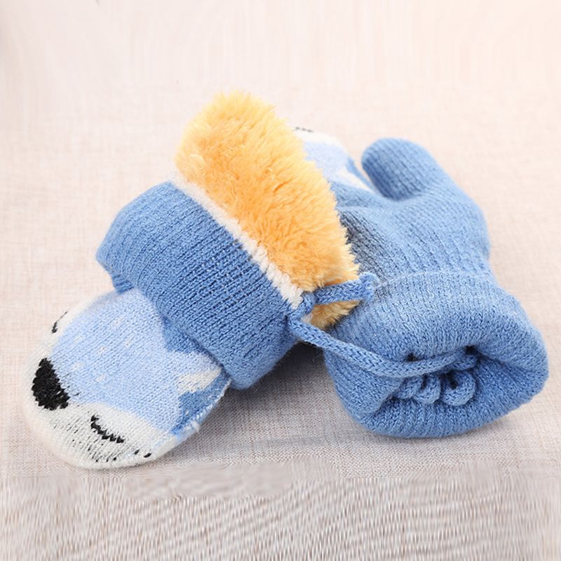 Găng tay len giữ ấm in hình cáo hoạt hình dễ thương cho bé 0-3 tuổi