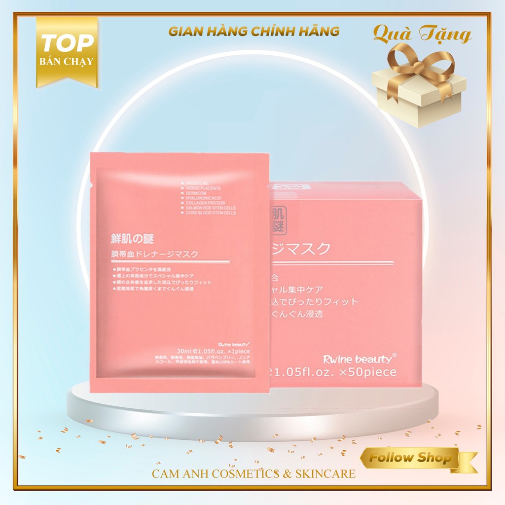Mặt Nạ , Nạ Nhau Thai Cừu, Cuống Rốn Tế Bào Gốc Nhật Bản  Hộp 50miếng  Date 2023 [ Auth ]