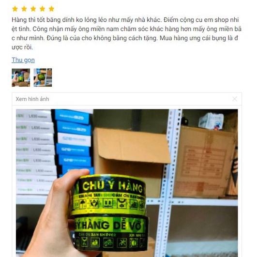 Băng dính Hàng Dễ Vỡ - Băng dính gói hàng  hàng tiêu chuẩn siêu dai,lõi mỏng