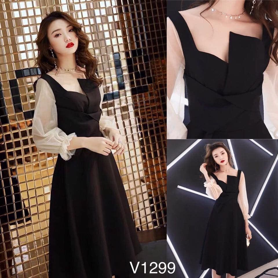 Váy xòe đen tay voan V1299 - MiMo Shop phân phối chính thức ( kèm ảnh thật shop tự chụp)