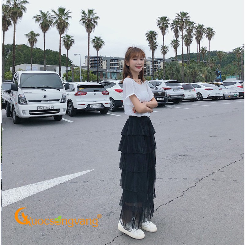 Chân váy xếp lớp chân váy midi hai lớp GLV088 Cuocsongvang