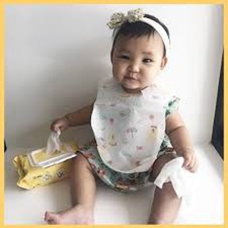 Set 10 yếm máng ăn dặm chống thấm dùng 1 lần, yếm giấy tiện lợi cho bé