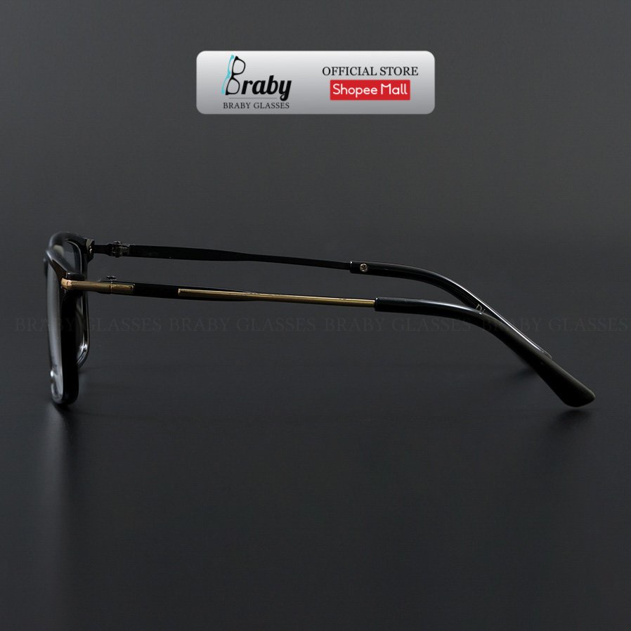 Gọng kính cận mắt vuông D thời trang sành điệu Braby Glasses chất liệu nhựa kết hợp kim loại cao cấp MK55