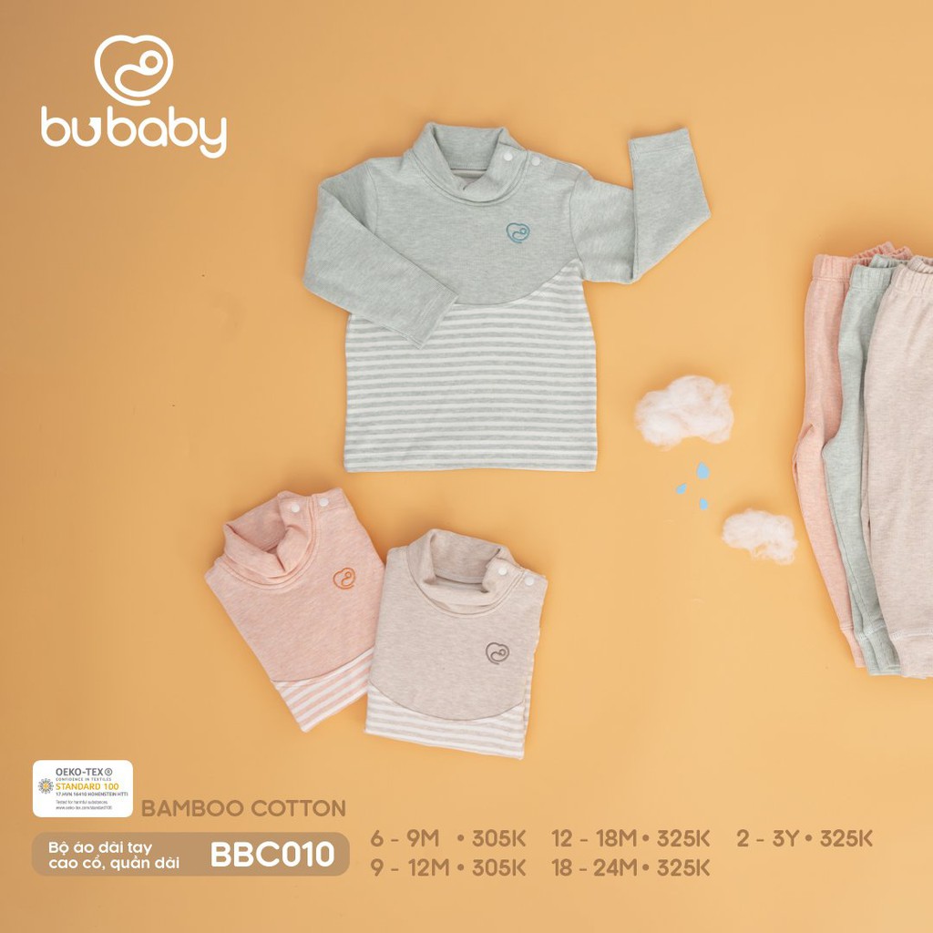 [CHÍNH HÃNG] Bộ dài tay cao cổ quần dài cotton sợi tre trẻ em Bu