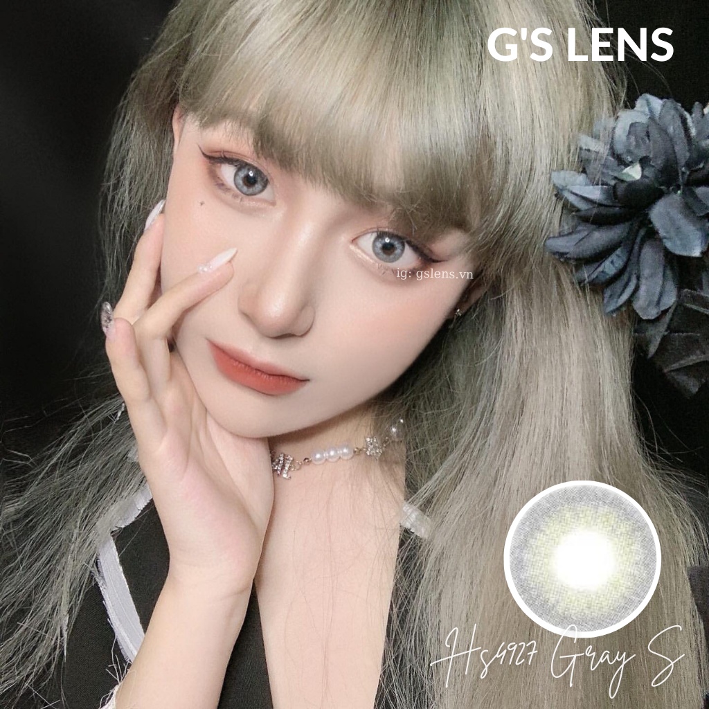 Lens Mắt Kính Áp Tròng Xám Tây Giãn Nhẹ Size S 14.2mm Có 0 Đến 6 Độ Cận Lệch Độ Hs4927 Gray