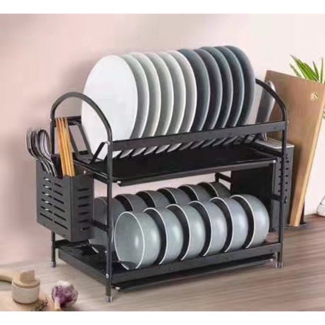 Kệ úp bát đĩa có ống cắm đũa kèm khe cắm dao thớt sơn tĩnh điện-TH