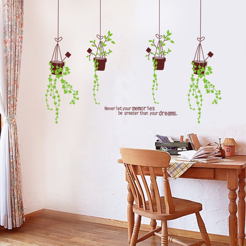 Decal dán tường giỏ cây xinh xắn | BigBuy360 - bigbuy360.vn