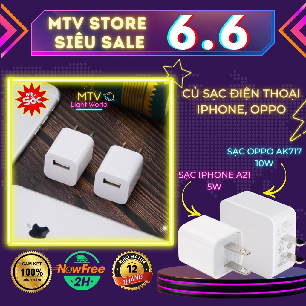 Củ Sạc Điện Thoại IPHONE, SAMSUNG, OPPO, XIAOMI | SẠC SIÊU NHANH | Sạc Cho Đèn Dùng Điện USB 5V – MTV Store