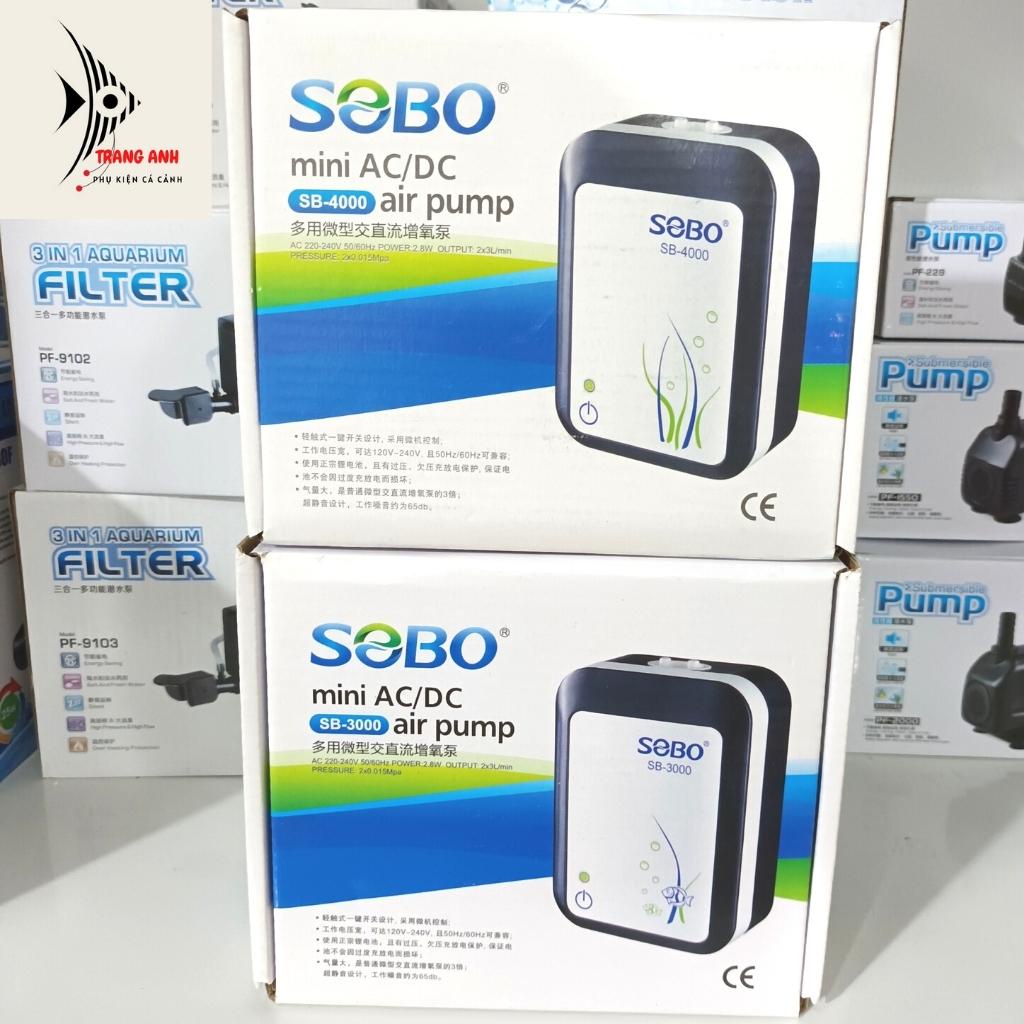 Máy sủi oxy tích điện Sobo SB-3000, Sobo SB-4000 kèm dây sủi + quả sủi, máy sủi cho hồ cá cảnh