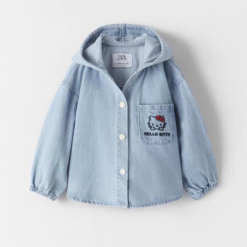 Áo khoác bò bé trai bé gái 1-5 tuổi  Áo cotton denim mũ trùm cao cấp xuất dư 1121