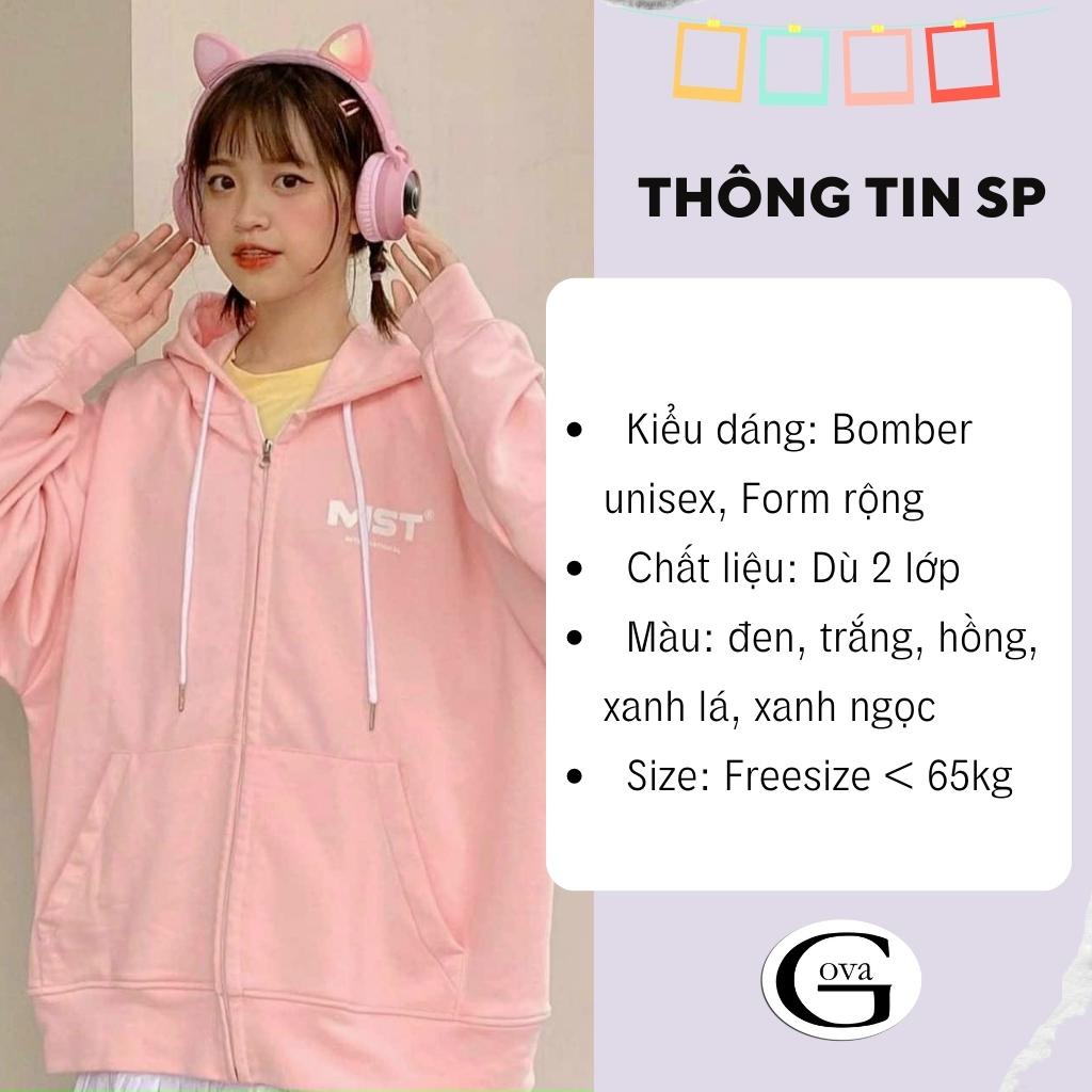 Áo khoác nỉ Hoodie MISS.OUT Dây Kéo form rộng áo nỉ bông ulzzang Cá Tính Unisex AKN10 GOVA