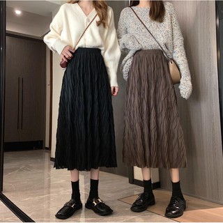 Chân váy dài Retro Pleated Skirt