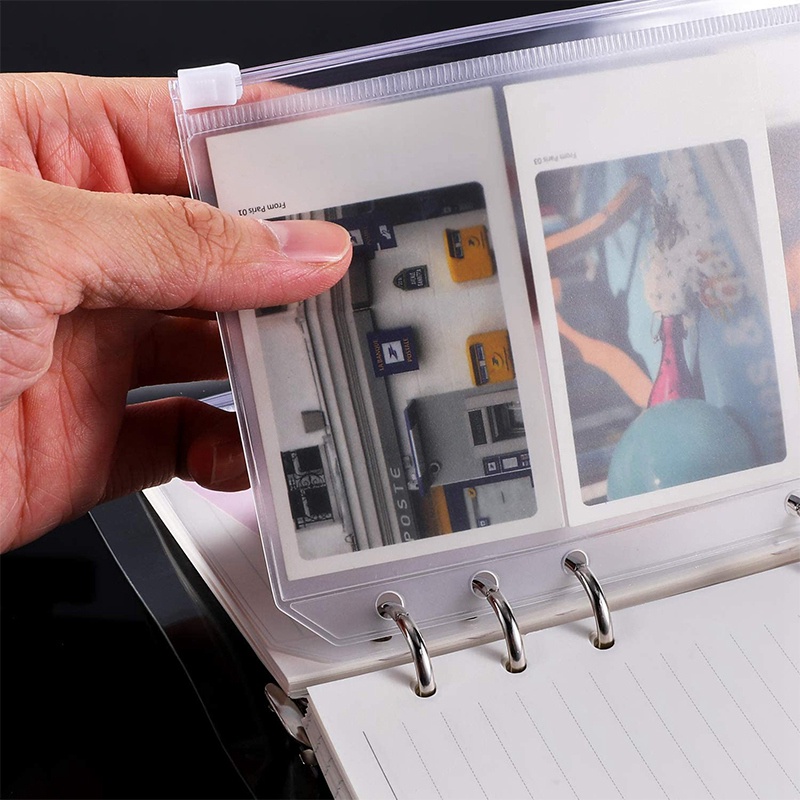 Set 15 túi đựng tài liệu cỡ A6 6 lỗ có khóa kéo tiện dụng