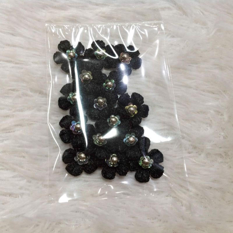 Set 15 hoa mai thêu đính cườm bạc kim sa dễ thương kết trang trí áo dài váy đầm