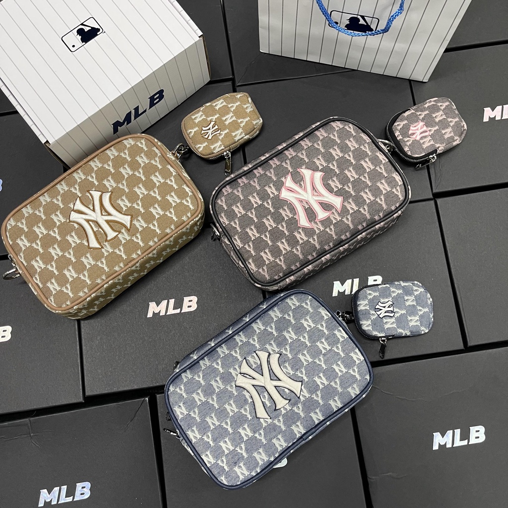 ✅ [ FELIX CHUẨN 1:1]  Túi đeo chéo NY MLB Monogram Jacquard Cross Bag NewYork Yankees Blue 32BGDC111-50N | BÁN GIÁ GỐC