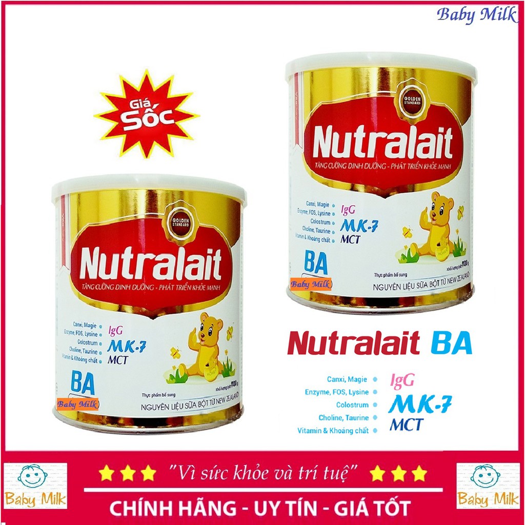 Combo 2 lon sữa bột Nutralait BA 700g