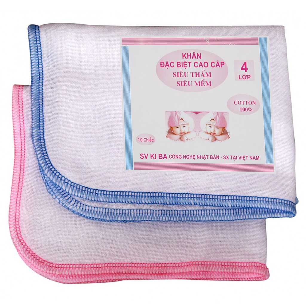 Set 10 khăn sữa kiba 4 lớp siêu mềm, siêu thấm cho bé sơ sinh
