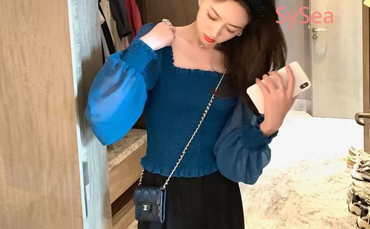 Áo Vải Voan Dài Tay Cổ Vuông Duyên Dáng Cho Nữ