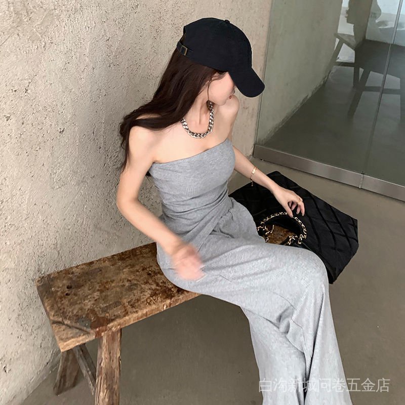 Bộ Đồ Hai Mảnh Áo Ống Dệt Kim Phong Cách Nữ Thần Đường Phố Thời Trang Mùa Hè Dành Cho Nữ