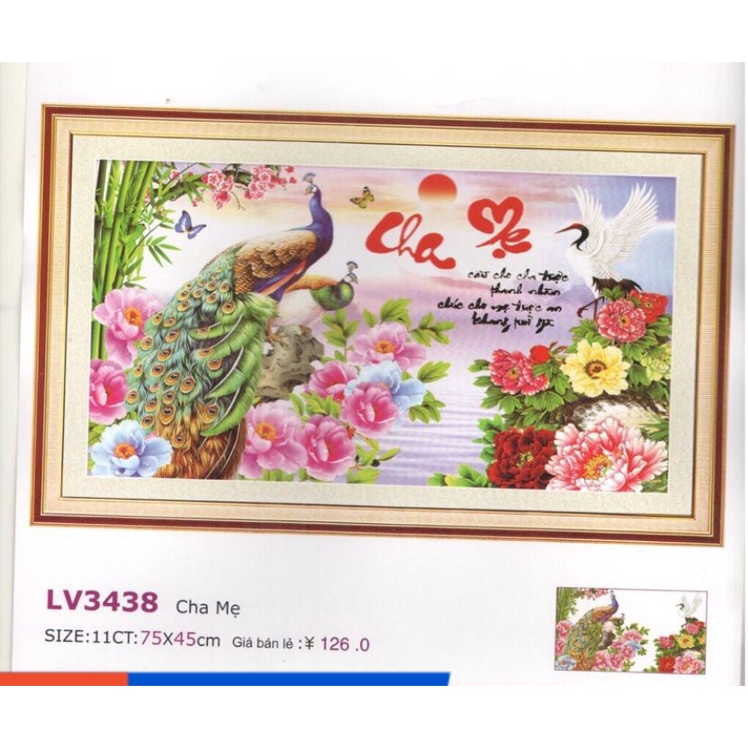 Tranh thêu chữ thập, tranh đính đá cha mẹ LV3438 ; VS252 ; LV519