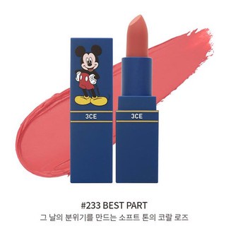 Son thỏi lì lâu trôi Mickey 3.CE Disney Lip Color 233 Best Part - Màu hồng nude pha cam đào nữ tính BẢN GIỚI HẠN