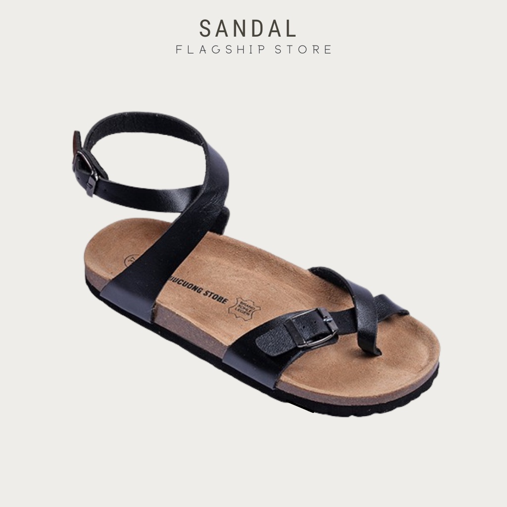 Sandal nữ HuuCuong xỏ ngón cổ cao màu đen - Unisex