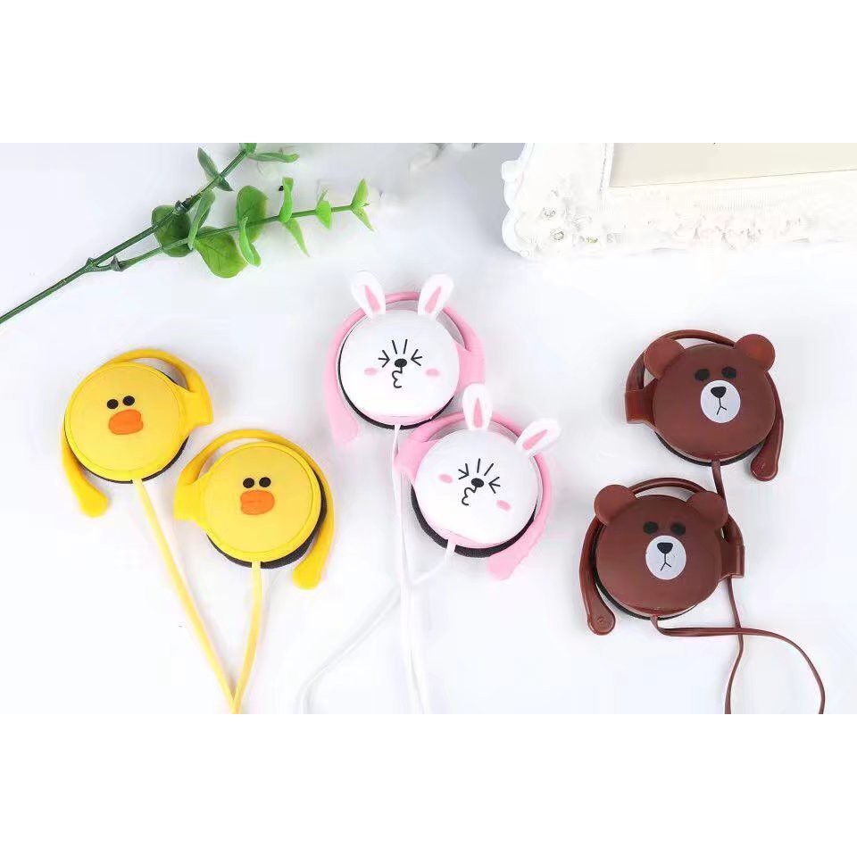 Tai nghe gấu brown thỏ cony vịt sally kn-211 kẹp tai tai nghe thời trang