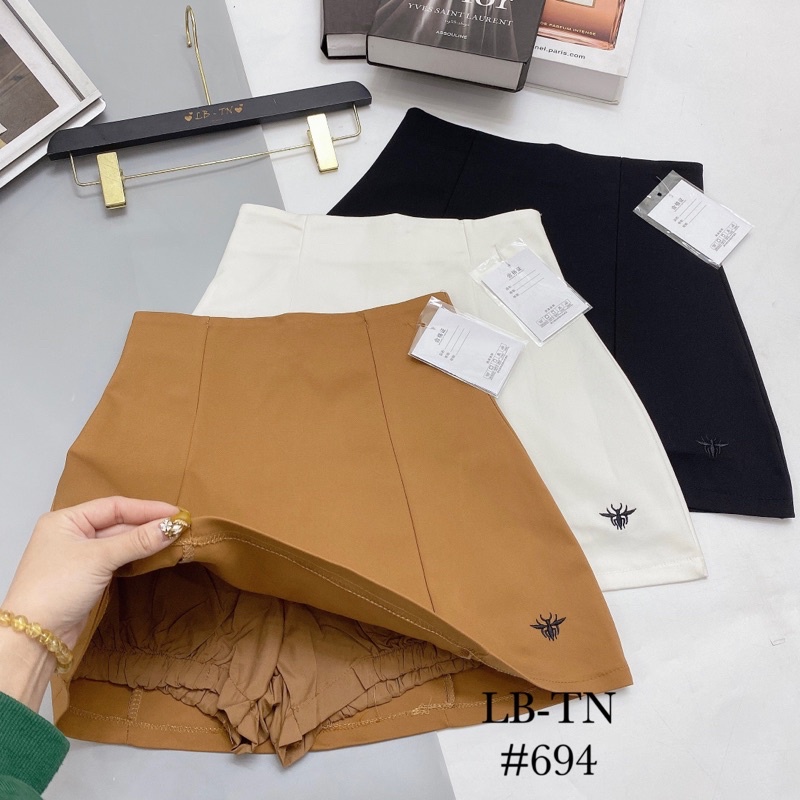 CHÂN VÁY DÁNG A THÊU ONG CD, CẠP CAO CHẤT CO GIÃN CÓ LÓT QUẦN TRONG BO CHUN MS19002 (H2-3)