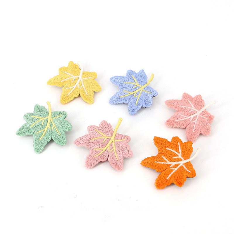 Kẹp Tóc Thêu Hình Lá Phong Xinh Xắn Phong Cách Hàn Quốc Cho Bé