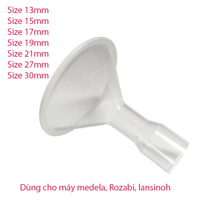 Phễu hút sữa chính hãng Maymom các sz 13-15-17-19-21-24-27-30mm ( giá 1 chiếc) Dùng cho Medela, Rozabi, Pigon, Lansioh