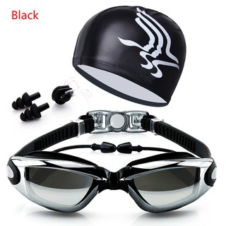 Bộ kính bơi + mũ bơi + kẹp mũi + nút tai kèm hộp đựng cho vận động viên bơi lội
