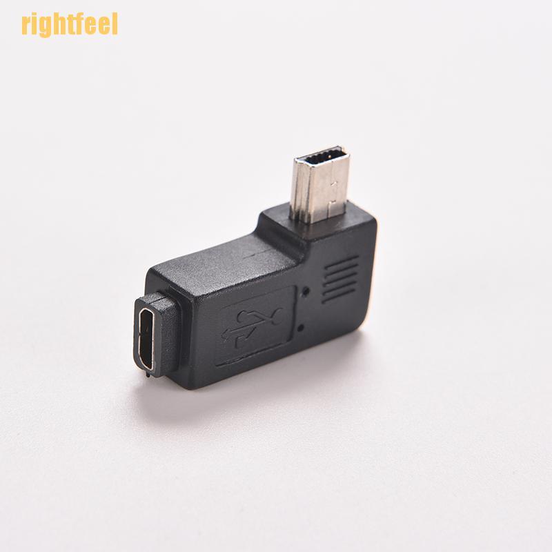 rightfeel USB Micro 5Pin Female to Mini 5Pin Male 90 Degree Angle Adapter Converter