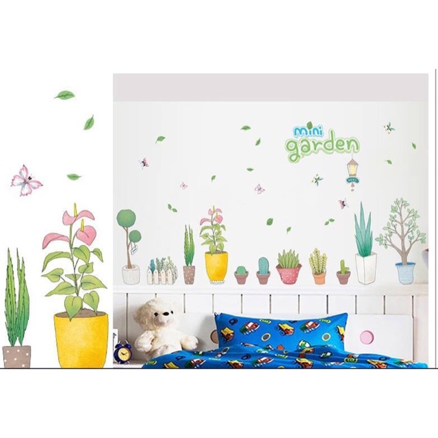 Decal dán tường chậu cây